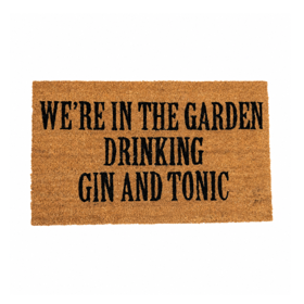 Dørmåtte med gin og tonic-citat