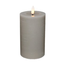 LED bloklys 7,5x10 cm grå 3D flamme
