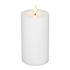 LED bloklys 7,5x10 cm hvid 3D flamme
