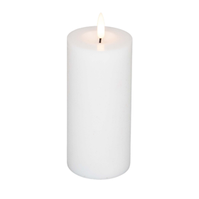 LED bloklys 7,5x15 cm hvid 3D flamme