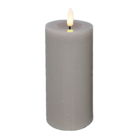 LED bloklys 7,5x15 cm grå 3D flamme