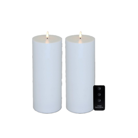 Hvide udendørs LED-bloklys med fjernbetjening (Ø 10 x 25 cm / 2-pak)