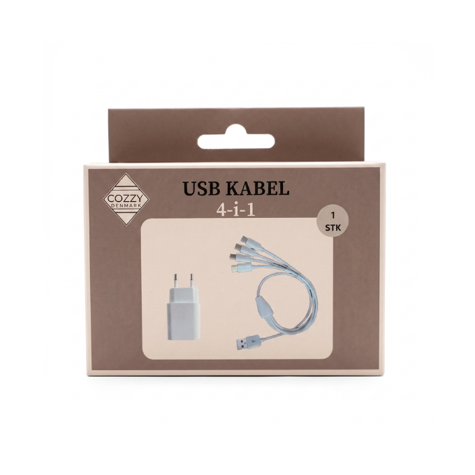 COZZY USB-oplader med 4 ledninger