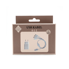 COZZY USB-oplader med 4 ledninger