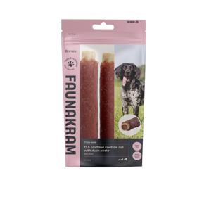 Faunakram fyldte råhudsruller med and (13,5 cm / 2 stk. / 170 g)