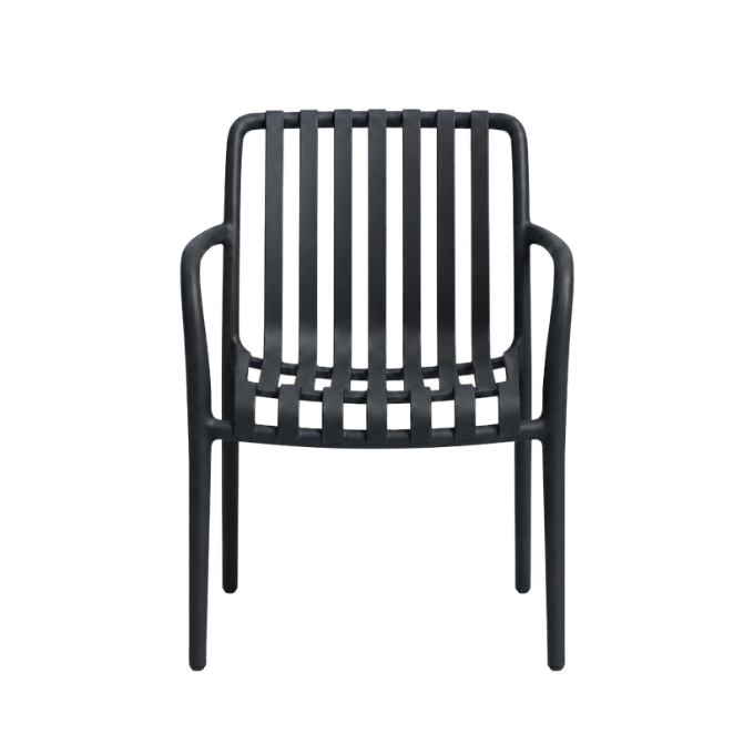 Plastikstol m. armlæn (Sort)