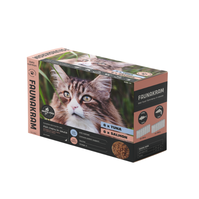Faunakram paté med tun og laks til katte (12 x 100 g)
