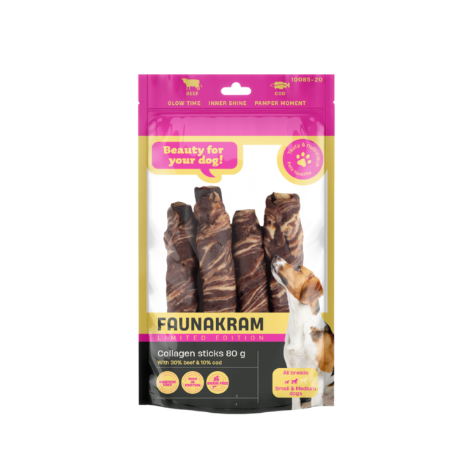 Faunakram kollagen sticks med oksekød og torsk (80 g)