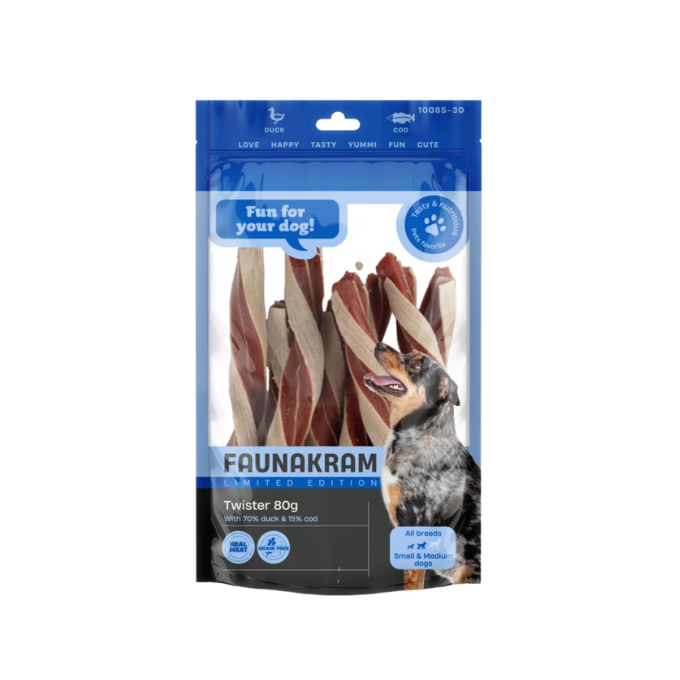 Faunakram Twister med and og torsk (80 g)