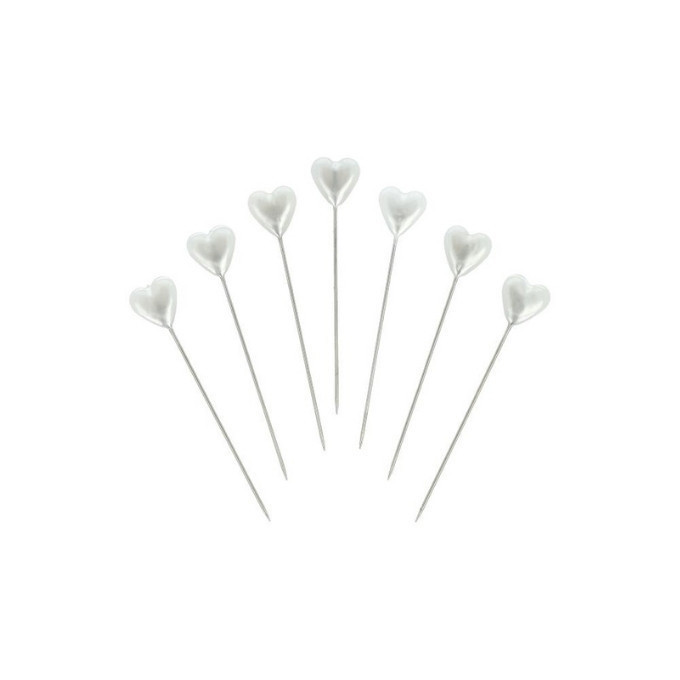 Hjertenåle 10 mm 55 mm 40 stks (Hvid)